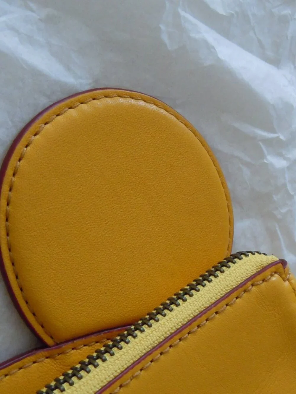 COACH DISNEY F59529 MICKEY MOUSE EARS WRISTLET YELLOW LEATHER EUC
